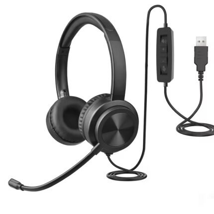 High-end Over-ear ANC ENC Dual Noise Reduction Dual-interface USB Type-C Wired PU Leather/PVC Stereo Headset